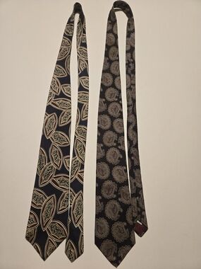 Men's Salvatori Paisley and Geometric Silk Ties in Navy and Black